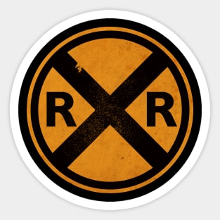 Vintage Railroad Crossing Sign Sticker